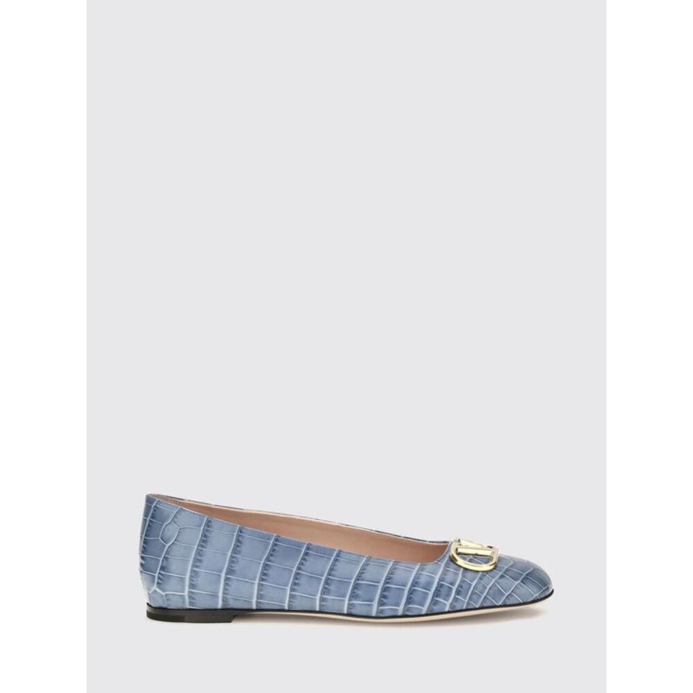 Vlogo Signature Valentino Garavani Croc-Print Leather Ballet Flats